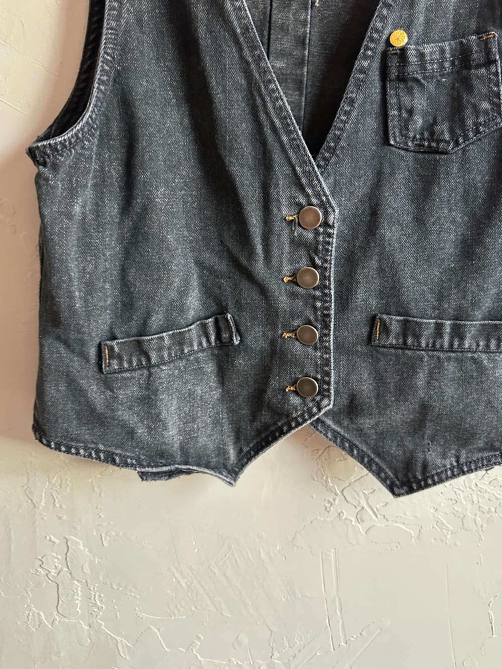 BeBop Black Washed Denim Vest - Picture 5 of 10